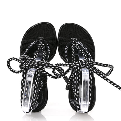 Louis Vuitton Fabric Maia Rope Wedge Sandal 38 Black 2 of 8