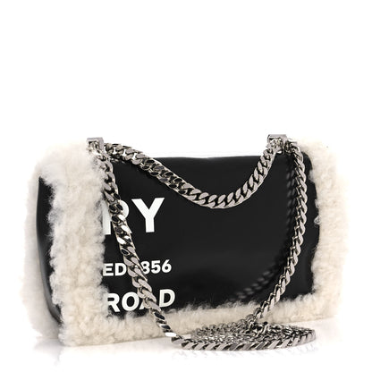 Burberry Coated Canvas Shearling Horseferry Print Small Lola Bag Black 3 of 10