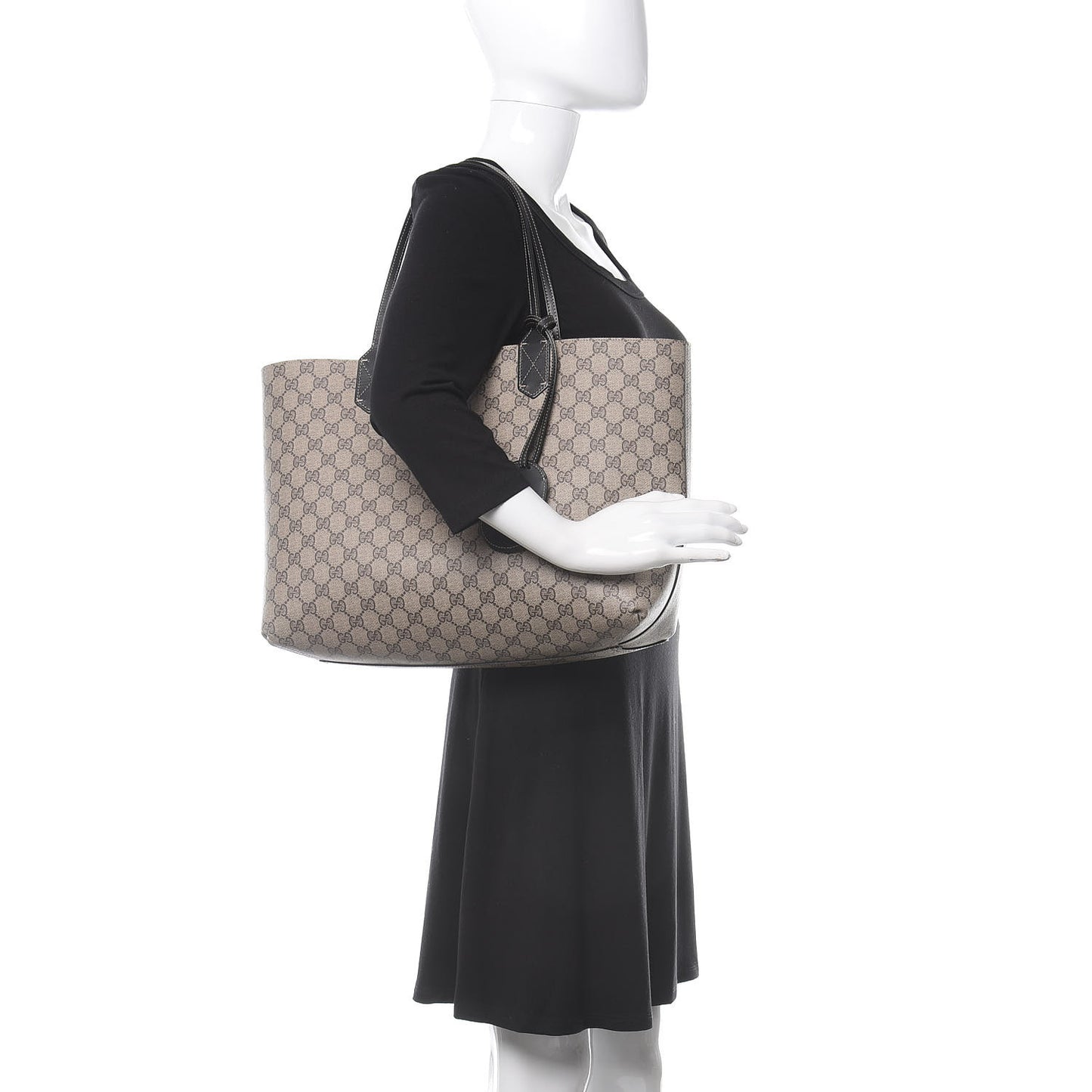 Calfskin GG Supreme Monogram Medium Reversible Tote Black