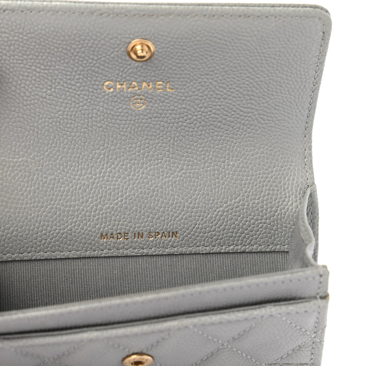 Caviar Quilted Boy Flap Card Holder Grey
