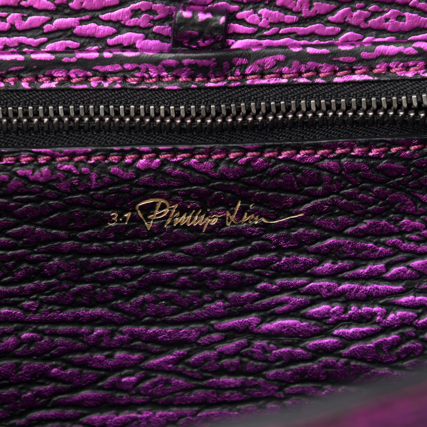 Metallic Textured Calfskin Mini Pashli Satchel Purple