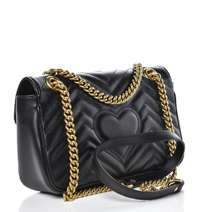Gucci Calfskin Matelasse Small GG Marmont Shoulder Bag Black 3 of 13