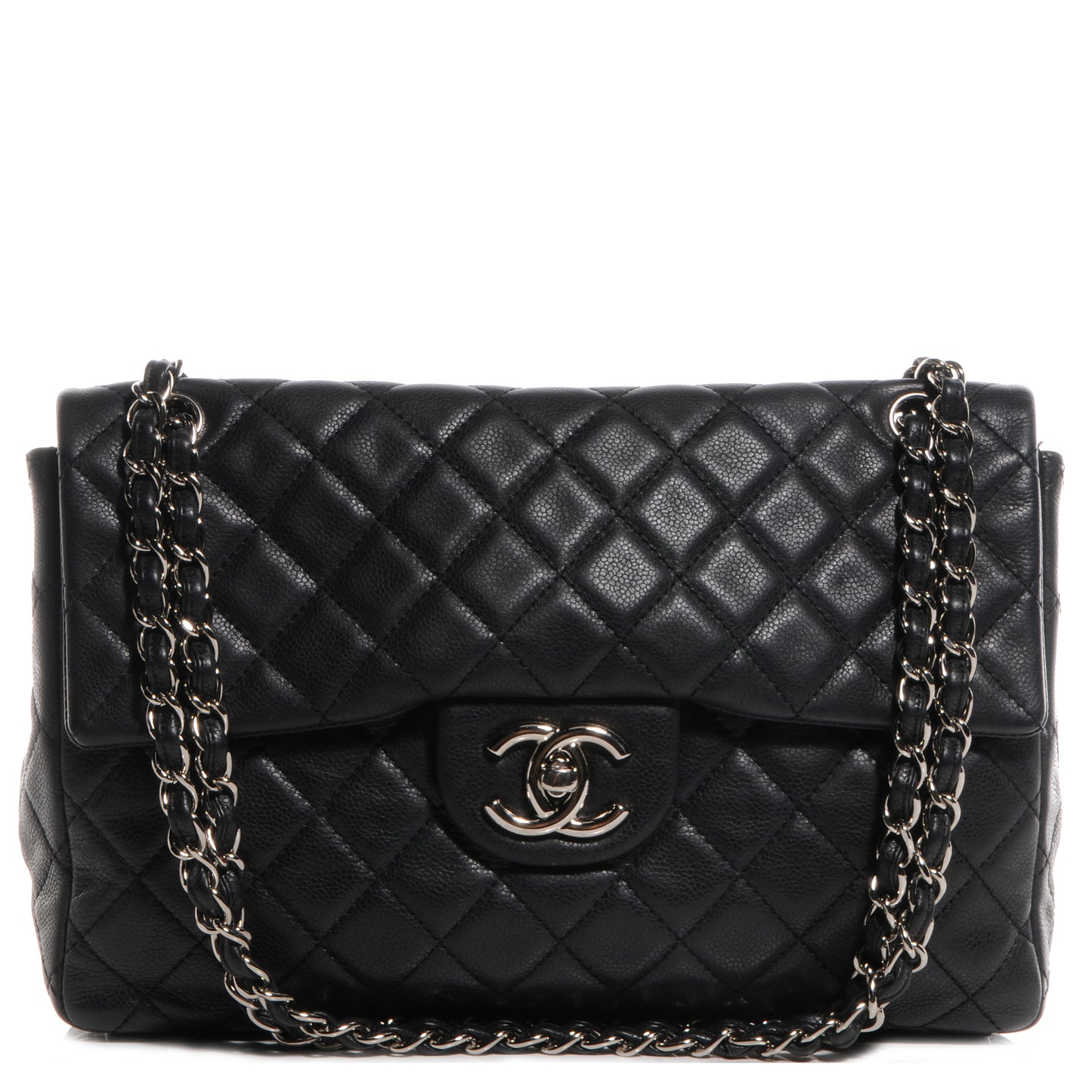 Washed Caviar Maxi Single Flap Black