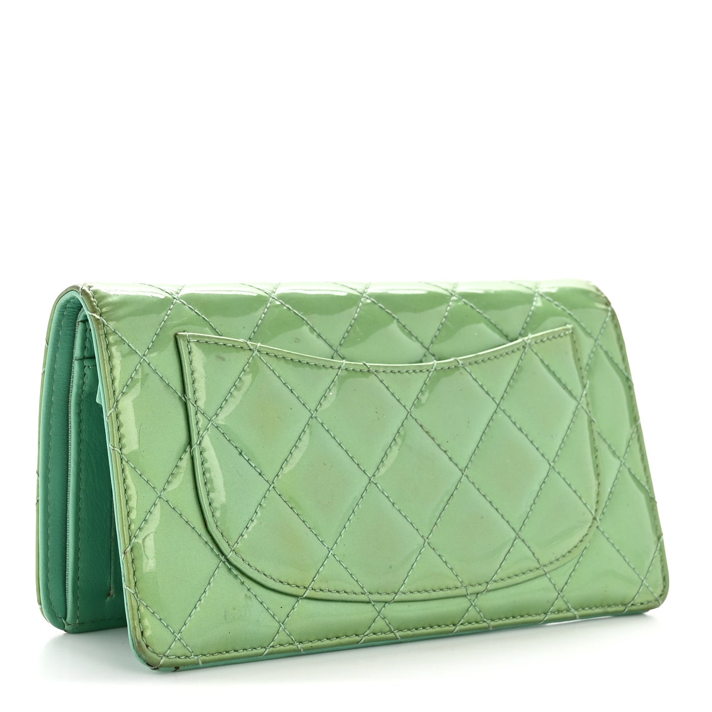Patent Quilted Yen Wallet Turquoise