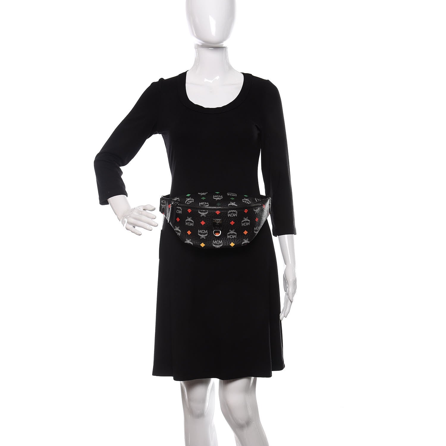 MCM Skyoptic Visetos Small Fursten Belt Bag Diamond Black 2 of 8