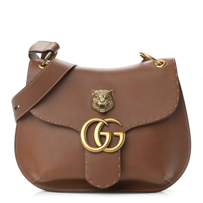 Gucci Calfskin Feline GG Marmont Flap Shoulder Bag Cuir 1 of 13