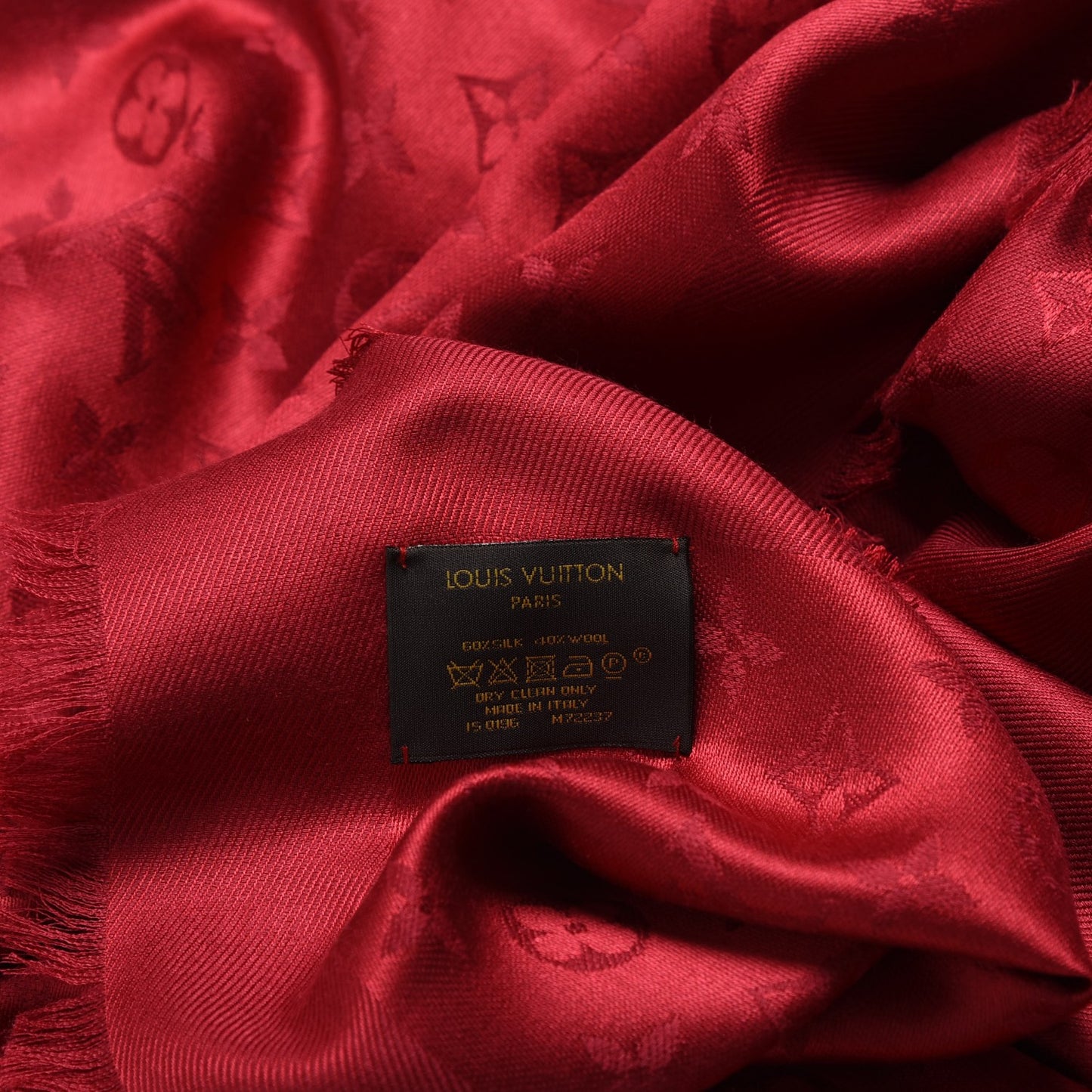 Silk Wool Monogram Shawl Pomme D'Amour