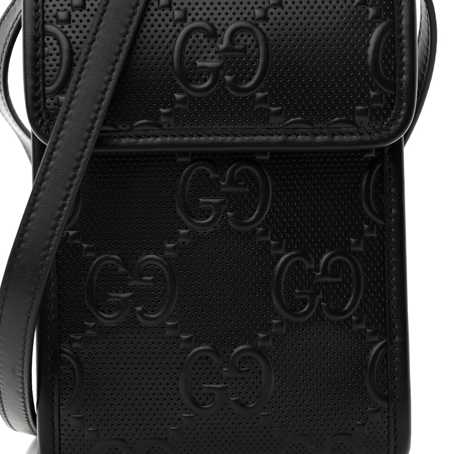 Gucci Calfskin GG Tennis Embossed Mini Crossbody Bag Black 6 of 9