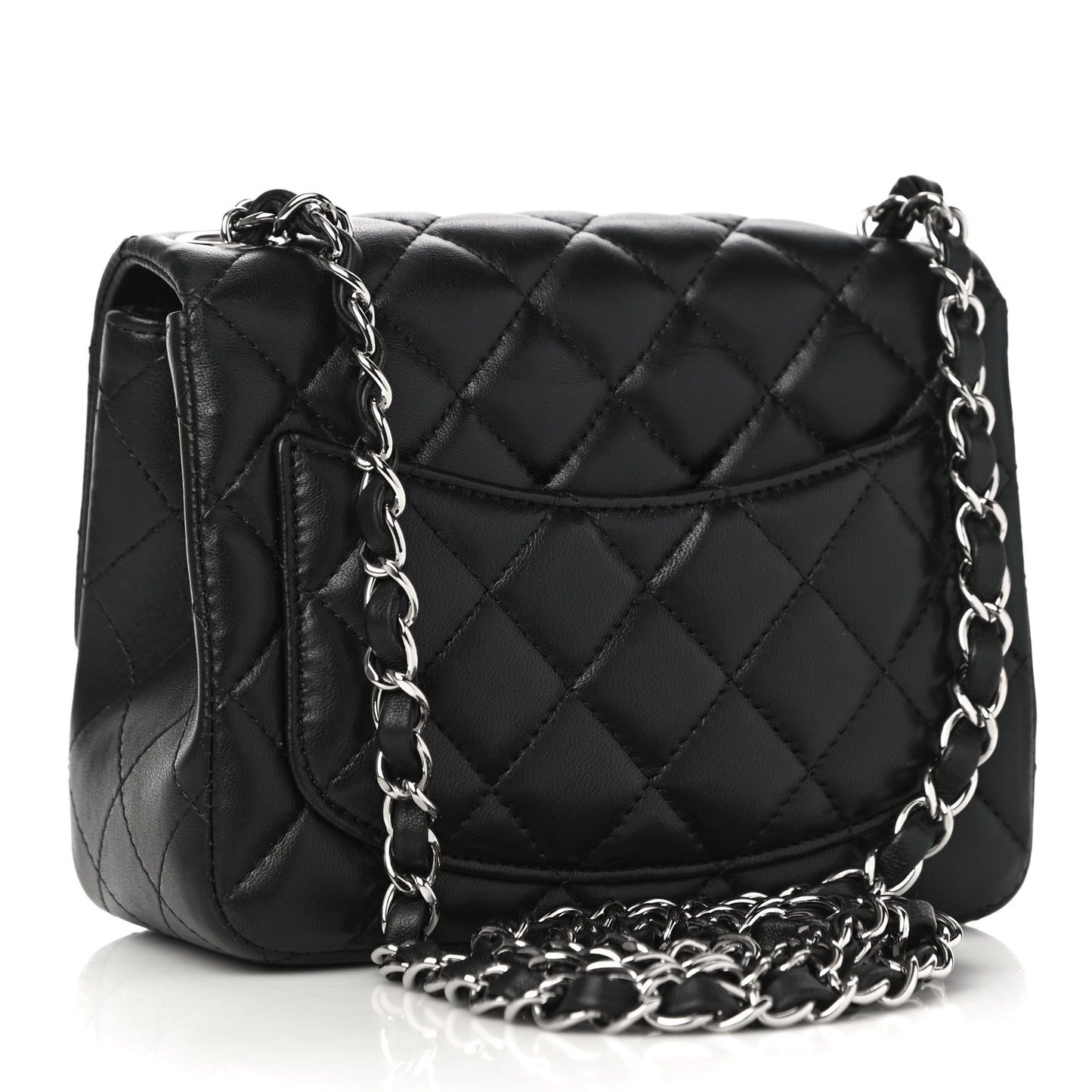 Lambskin Quilted Mini Square Flap Black