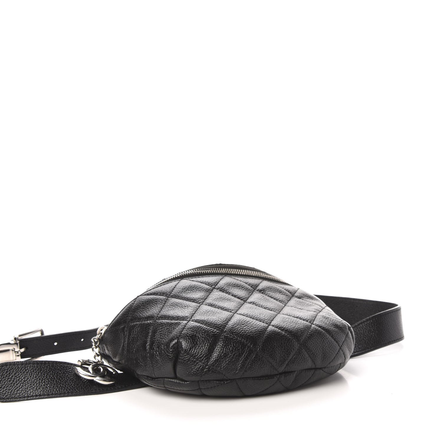 Grained Calfskin Quilted Waist Belt Bag Black
