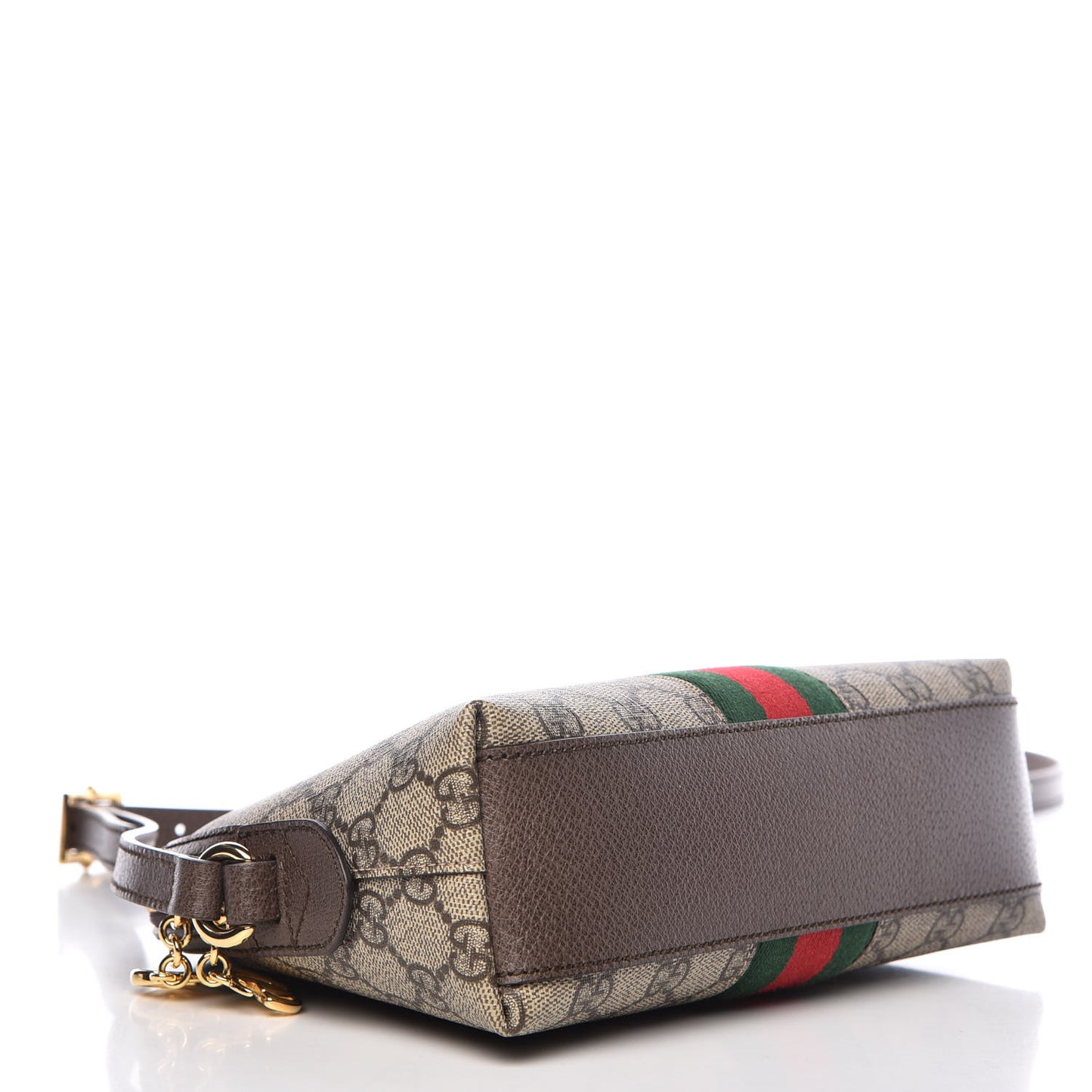 GG Supreme Monogram Textured Dollar Calfskin Web Small Ophidia Dome Shoulder Bag Beige Ebony New Acero