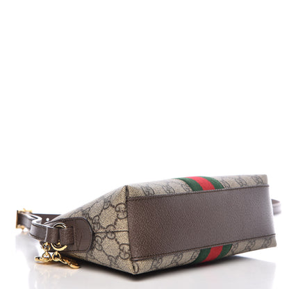 Gucci GG Supreme Monogram Textured Dollar Calfskin Web Small Ophidia Dome Shoulder Bag Beige Ebony New Acero 4 of 9