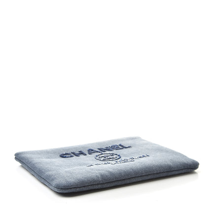Chanel Canvas Sequins Medium Deauville Cosmetic Pouch Navy 4 of 8