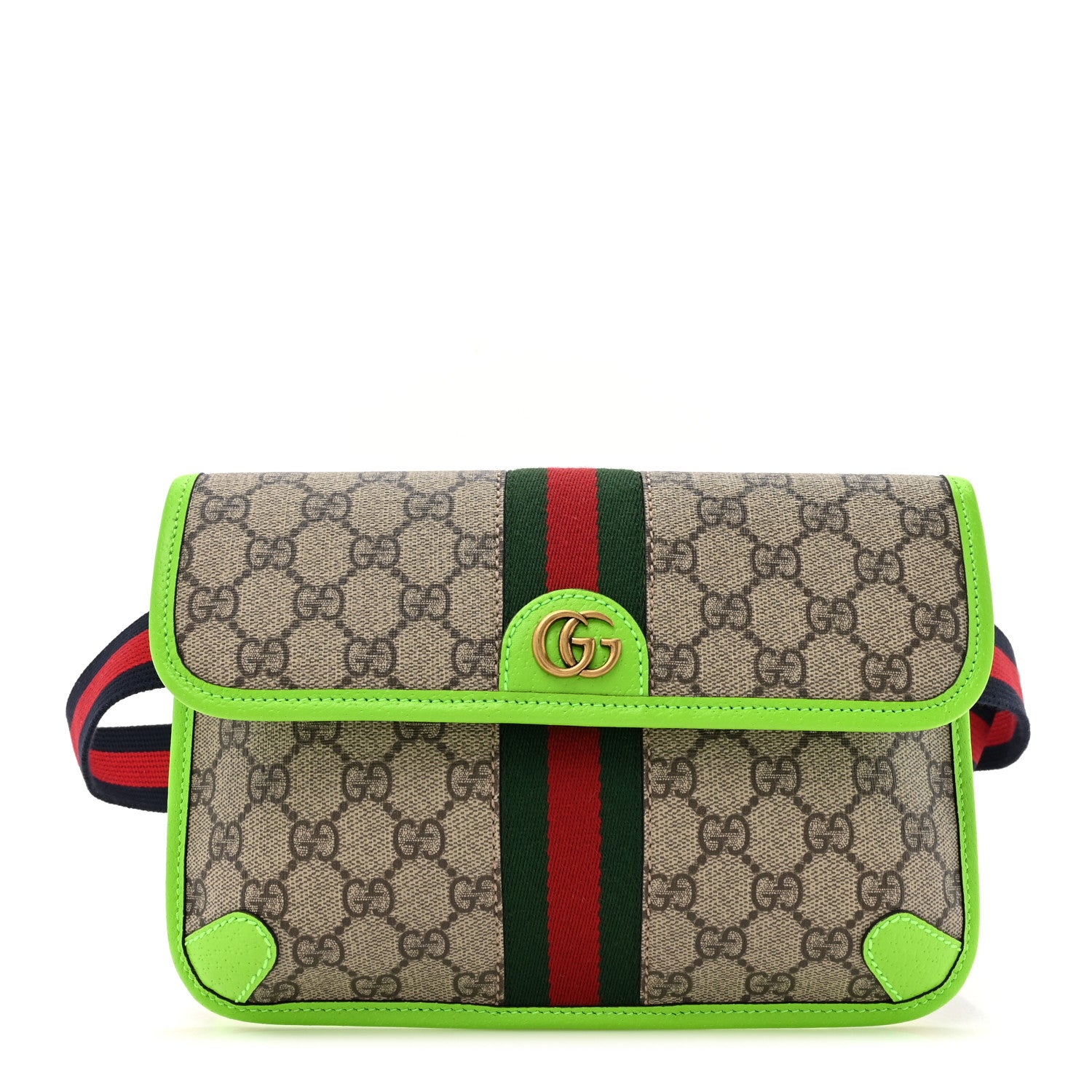 Gucci GG Supreme Monogram Web Small Ophidia Belt Bag Beige Ebony Green 1 of 11