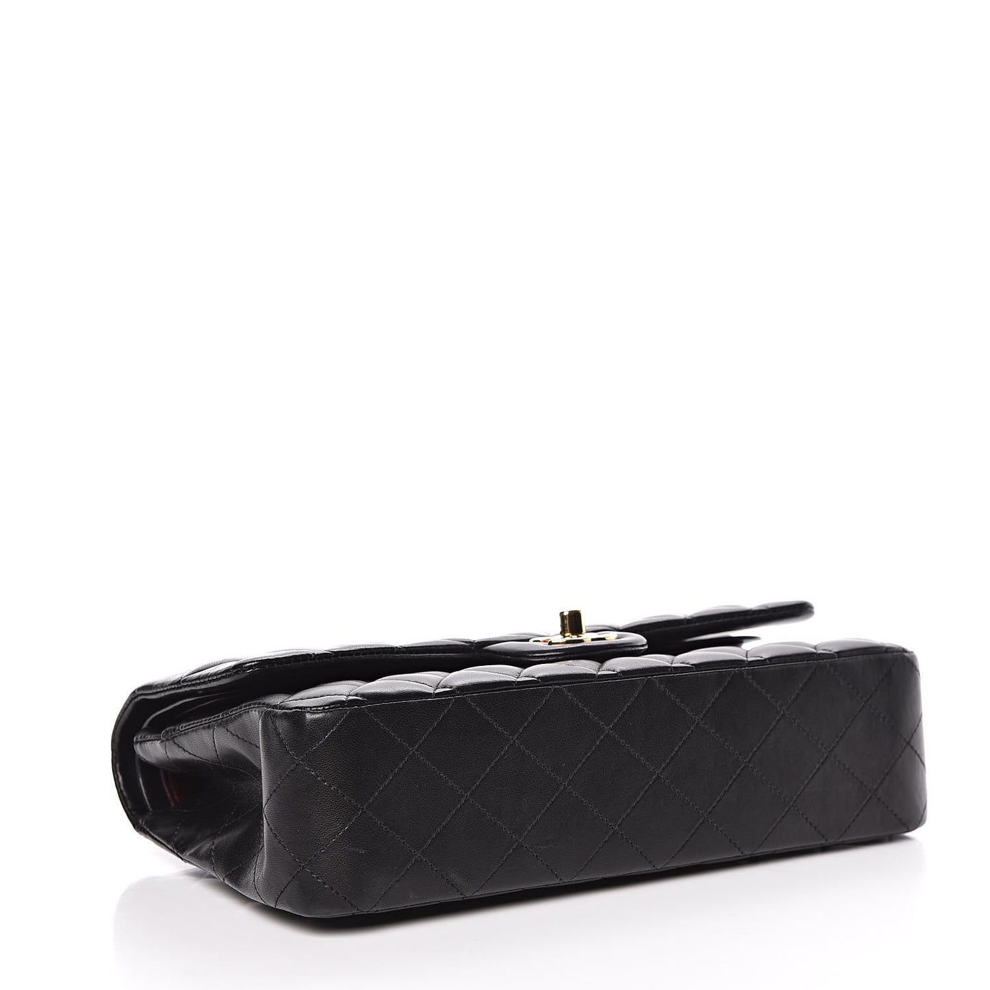 Lambskin Quilted Medium Double Flap Black