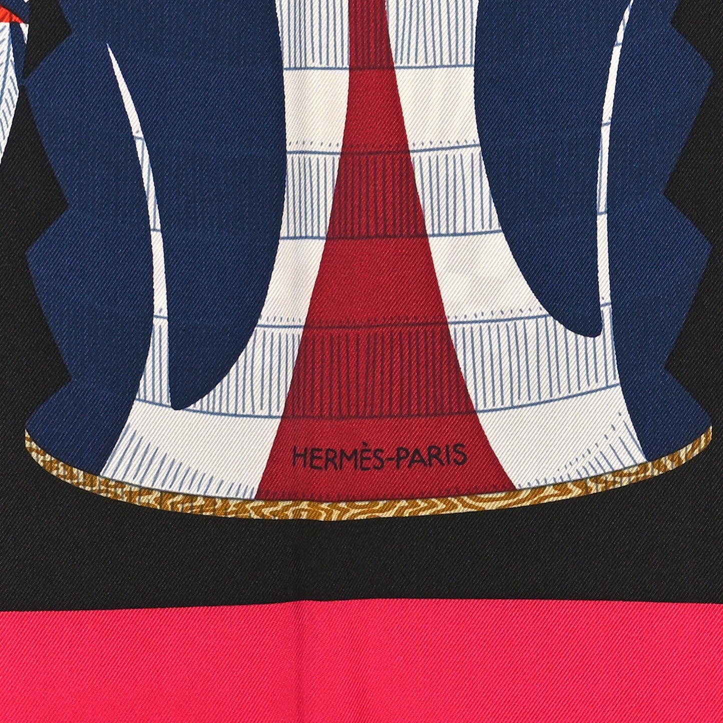 Silk Lanternes Ballons et Cocardes Scarf 90 Fuchsia Black Multicolor