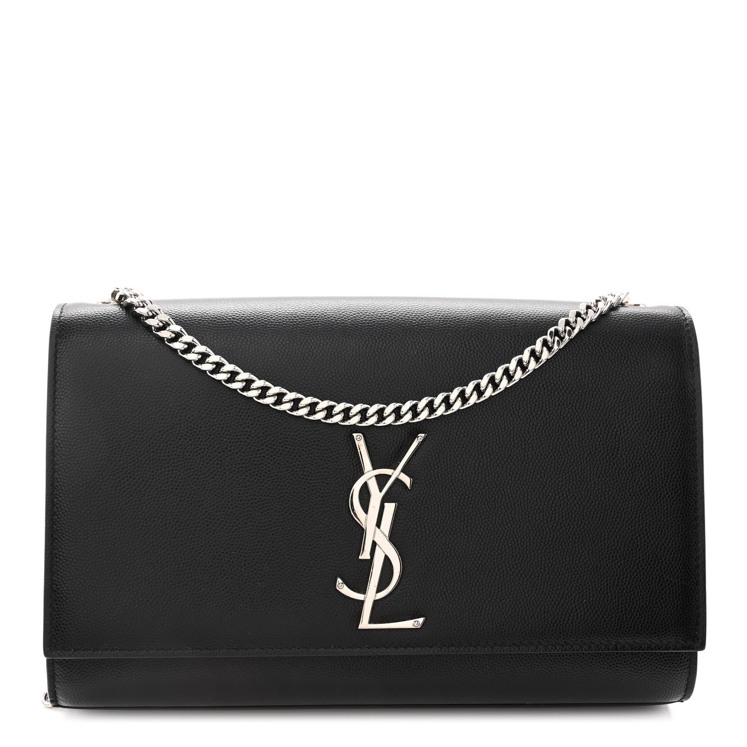 Saint Laurent Grain De Poudre Medium Classic Monogram Kate Satchel Black 1 of 9