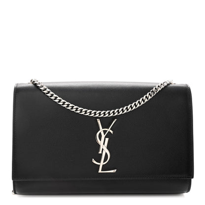 Saint Laurent Grain De Poudre Medium Classic Monogram Kate Satchel Black 1 of 9
