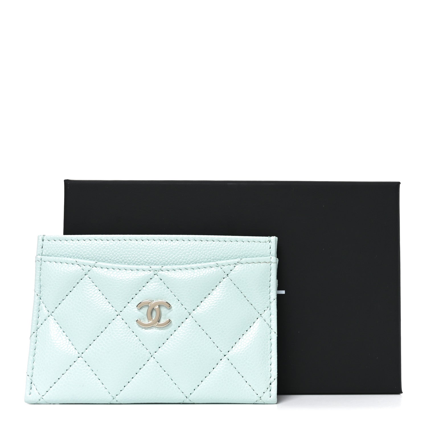 Chanel Caviar Quilted Card Holder Light Blue 9 of 9