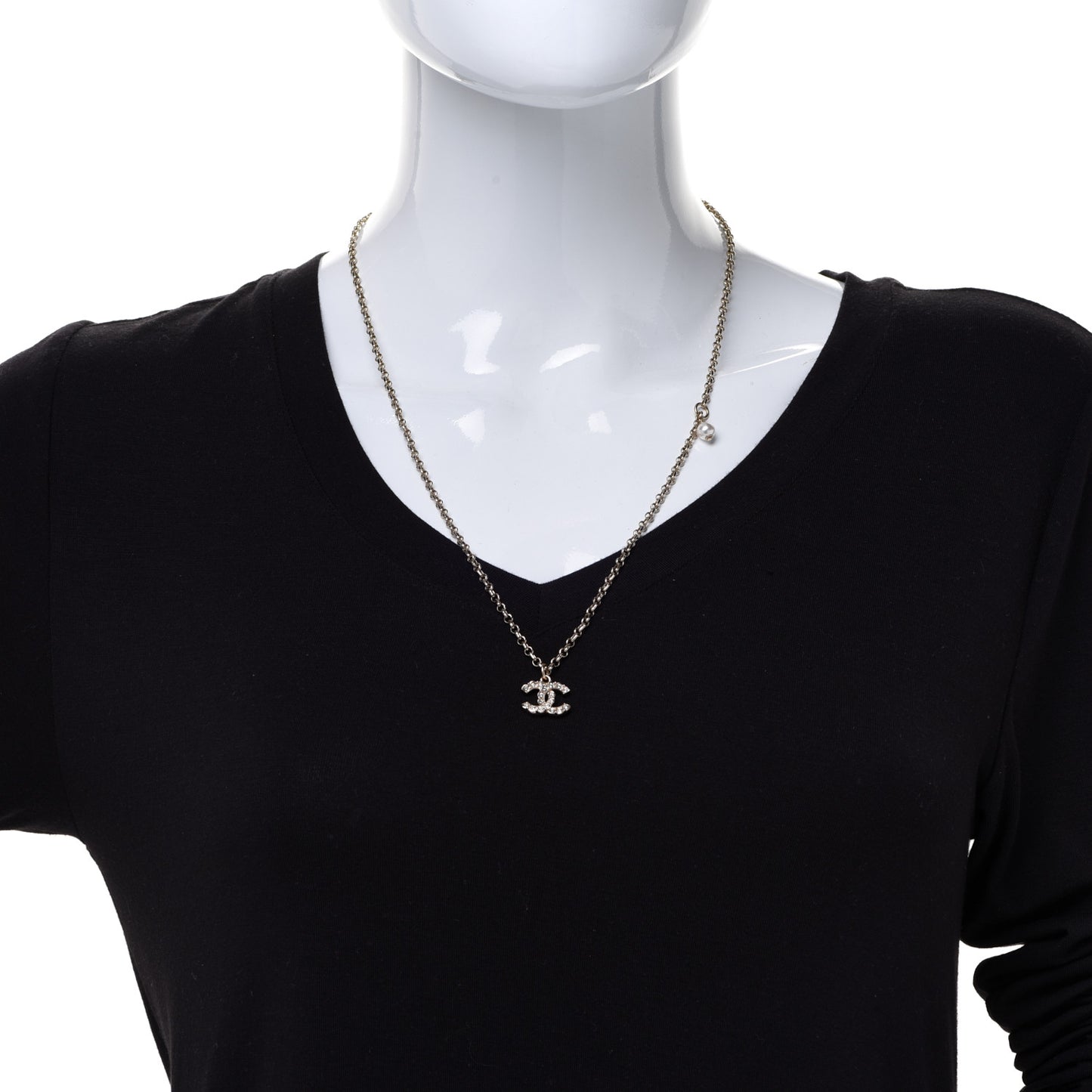 Crystal CC Beaded Pendant Necklace Gold