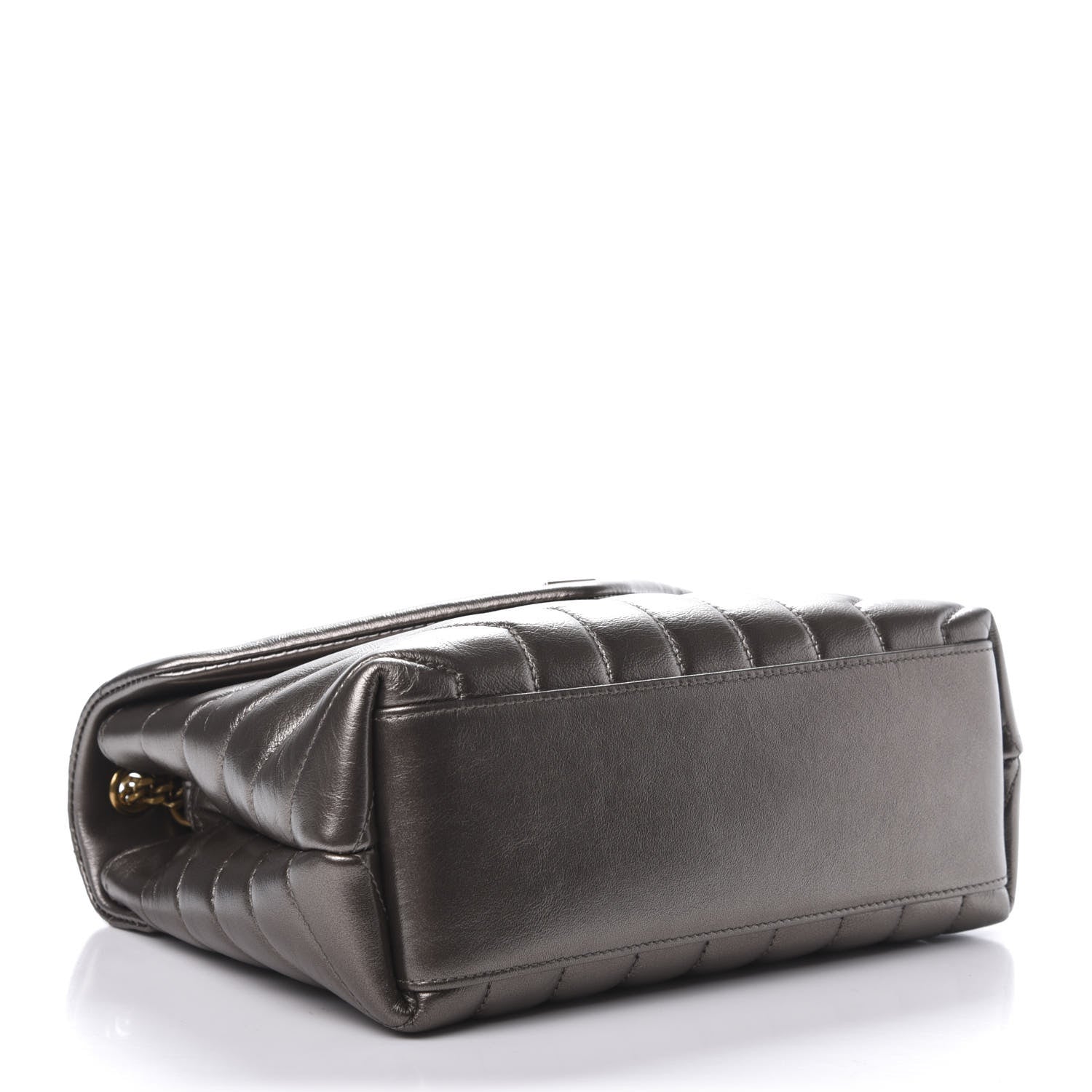 Saint Laurent Metallic Calfskin Y Quilted Monogram Small Loulou Chain Satchel Brown Metallic 4 of 11