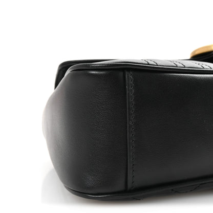 Gucci Calfskin Matelasse Small GG Marmont Shoulder Bag Black 9 of 10