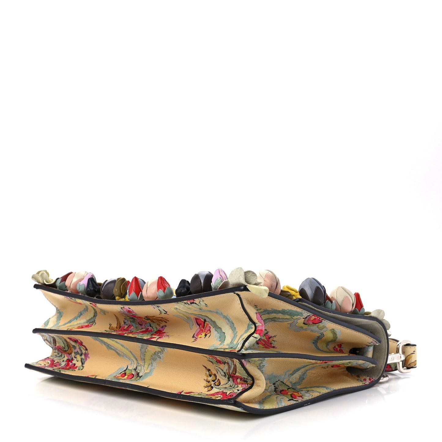 Vitello Marie Antoinette Print Rosebud Kan I Shoulder Bag Panna Multicolor