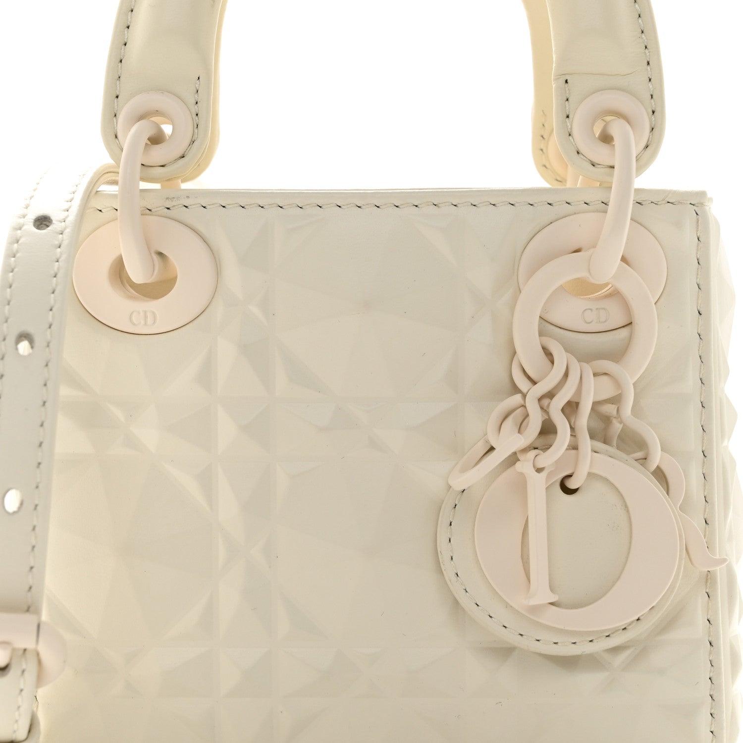 Christian Dior Calfskin Cannage Diamond Micro Lady Dior Latte 8 of 10
