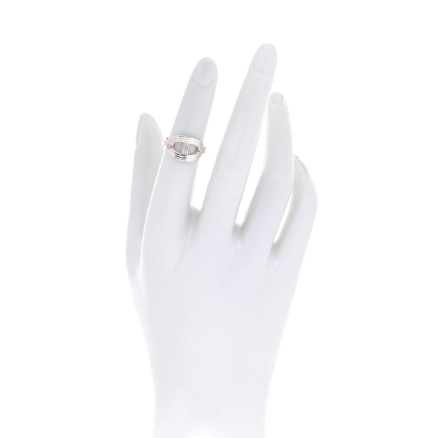 Hermes Sterling Silver Horizontal PM Chaine d'Ancre 24 Ring 48 4.5 2 of 6