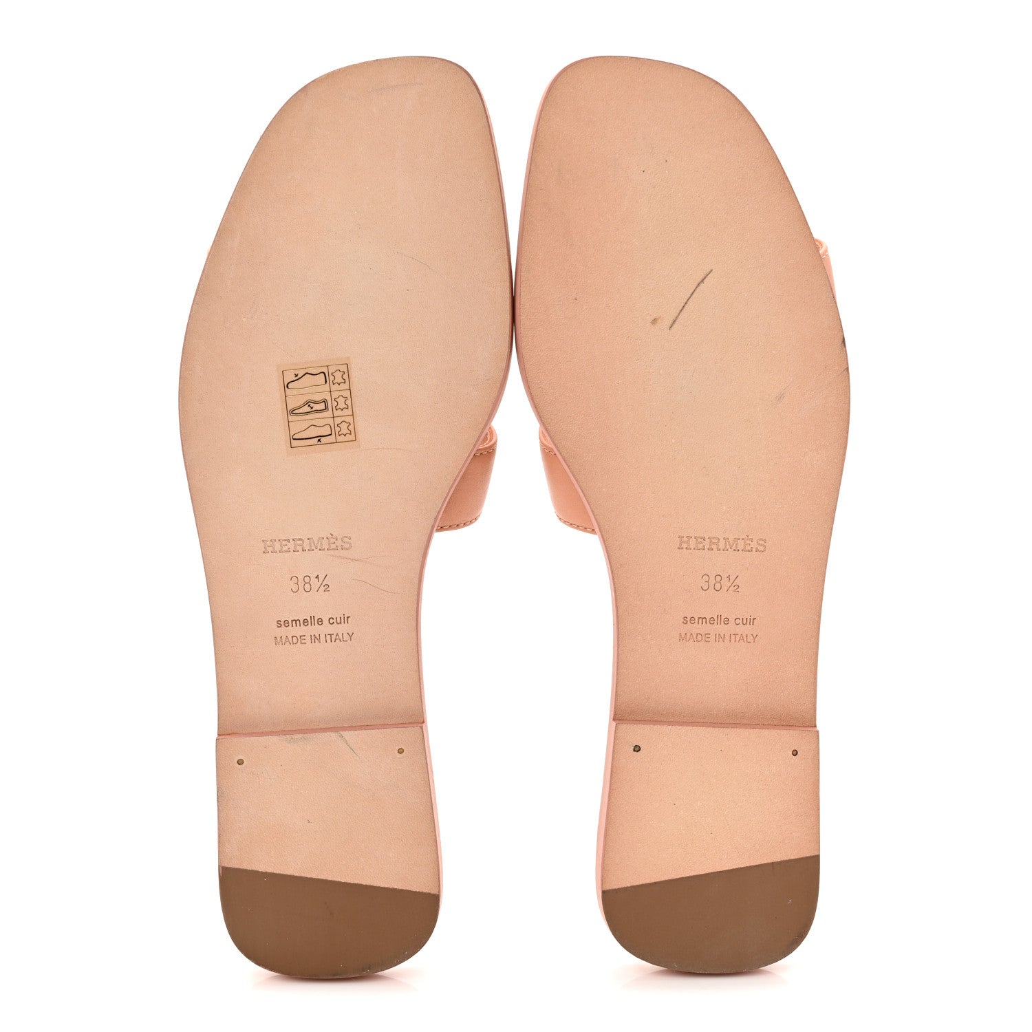 Hermes Box Calfskin Oran Sandals 38.5 Granit Rose 6 of 9