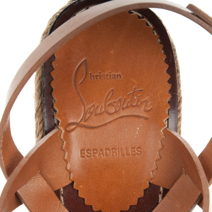 Christian Louboutin Calfskin Rope Es Cubells 120 Espadrille Platform Sandals 39 Cuoio Beige 6 of 9