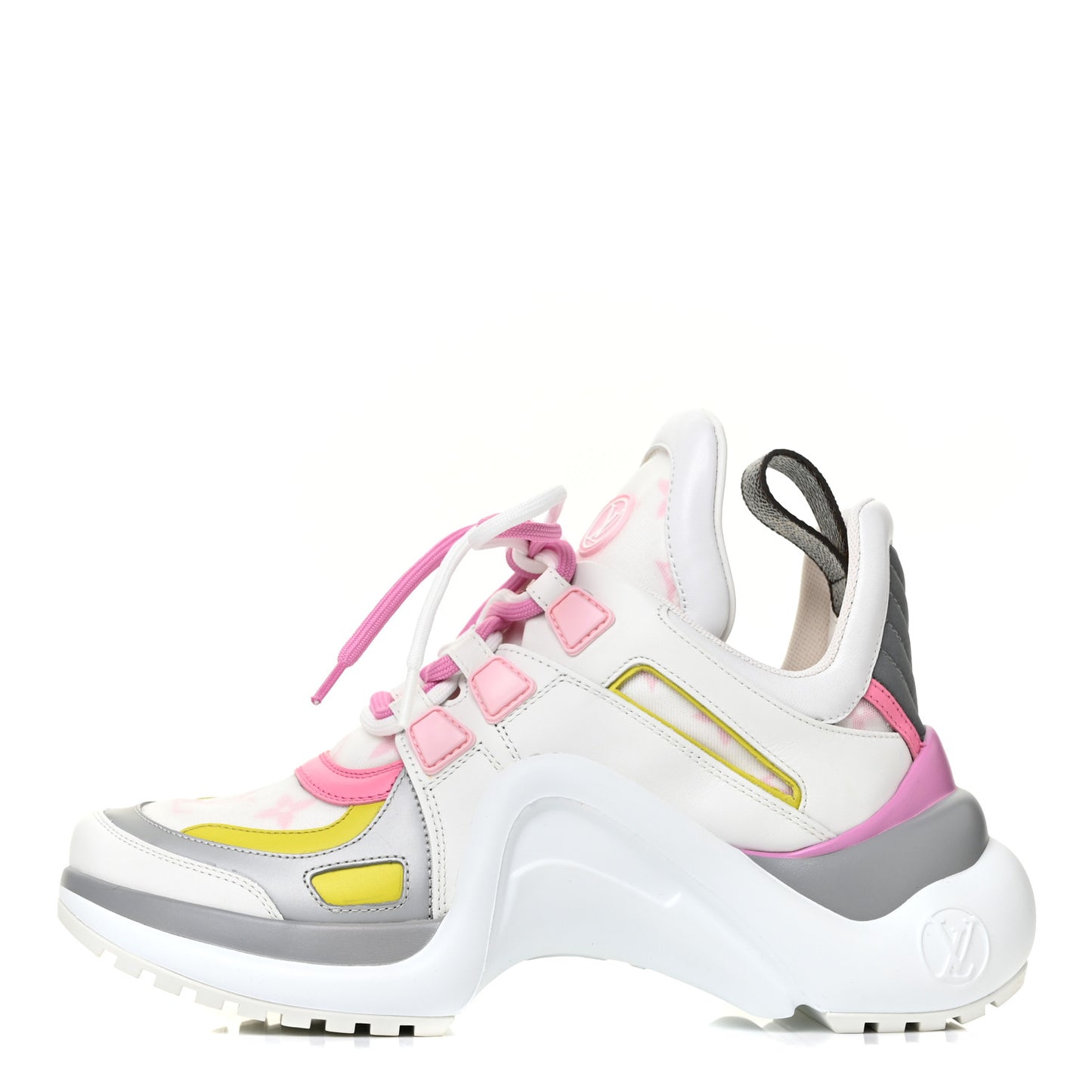 Calfskin Technical Nylon LV Archlight Sneakers 36 White Pink Yellow