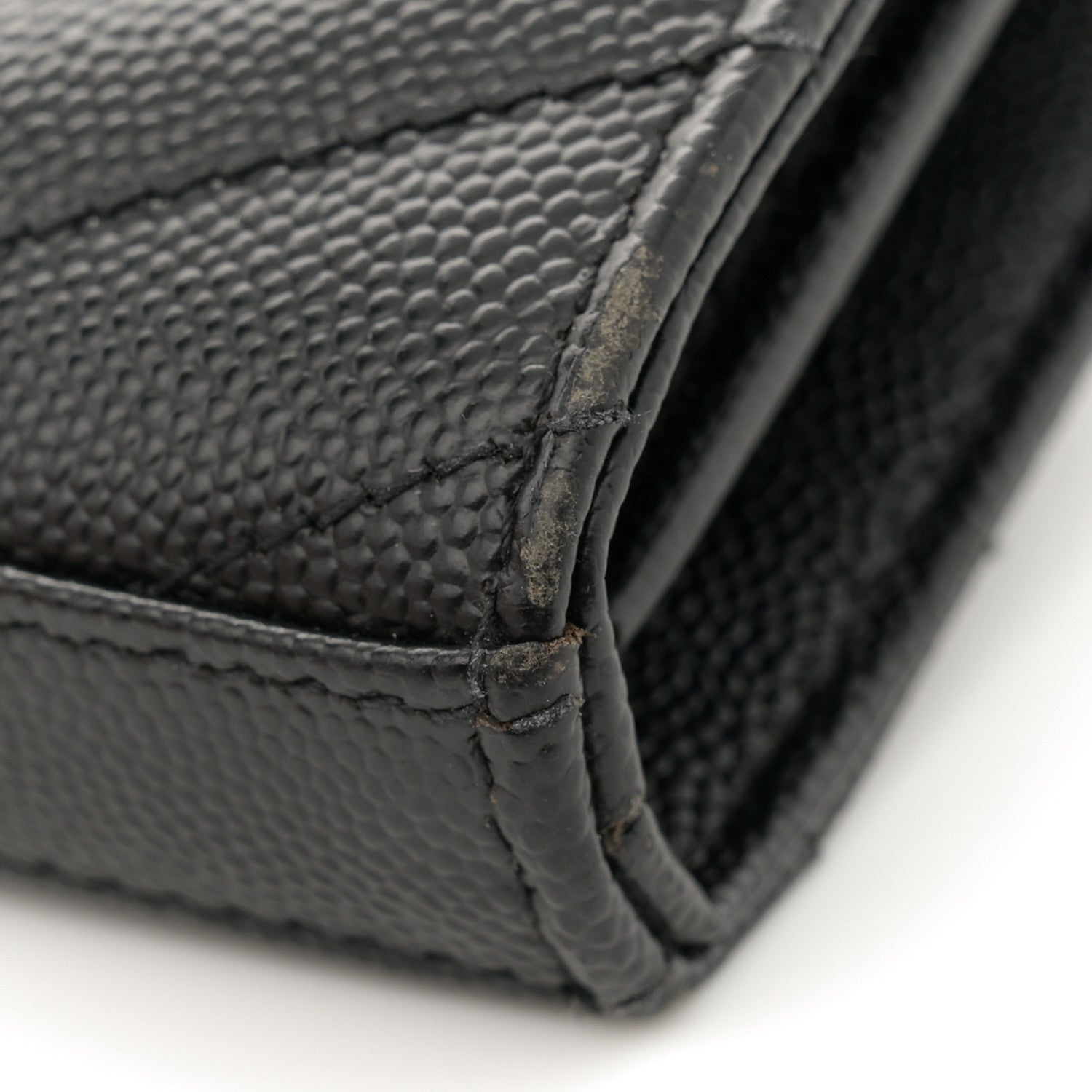 Saint Laurent Grain De Poudre Matelasse Chevron Monogram Chain Wallet Black 11 of 15