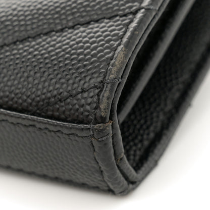 Saint Laurent Grain De Poudre Matelasse Chevron Monogram Chain Wallet Black 11 of 15