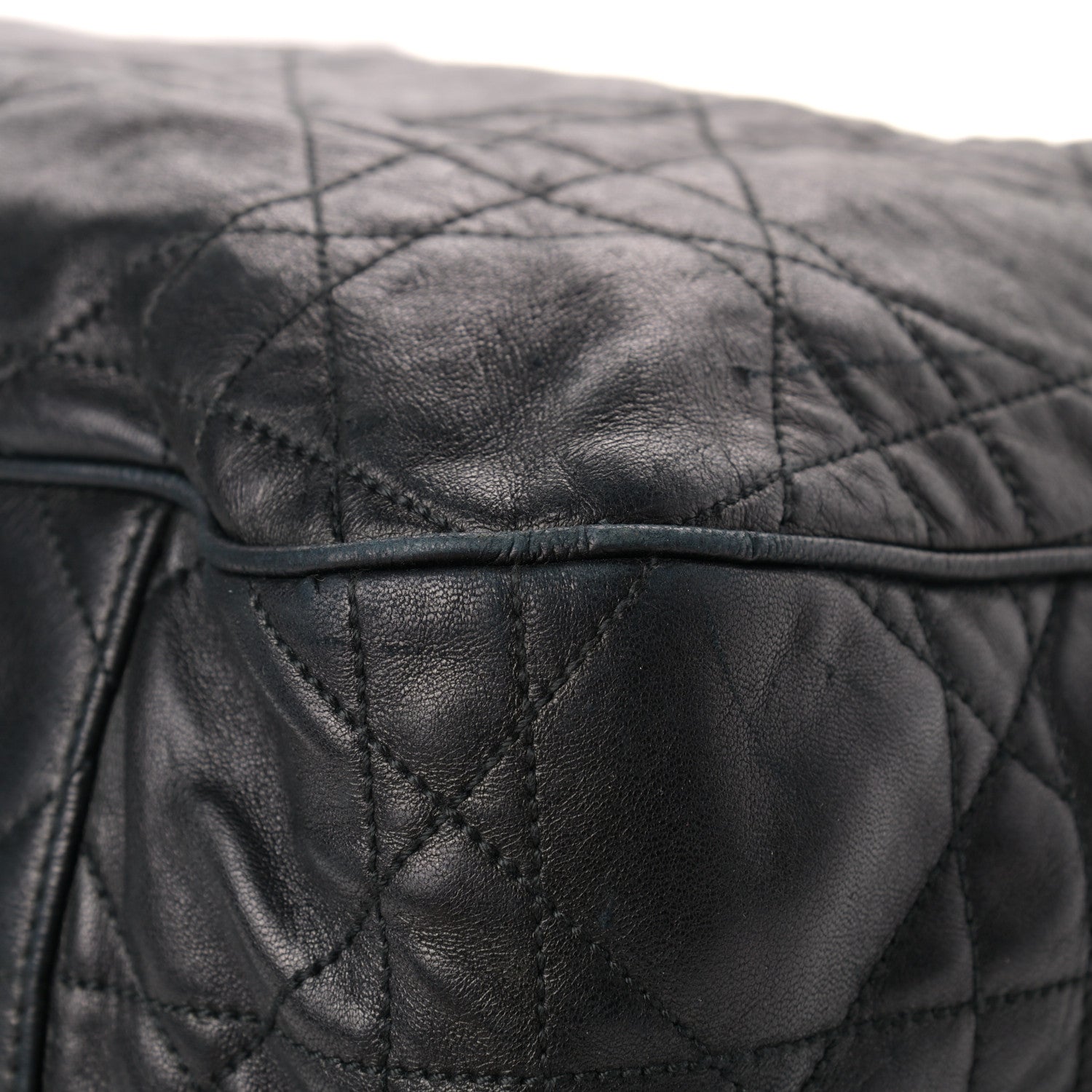 Christian Dior Lambskin Cannage Drawstring Bag Black 9 of 11
