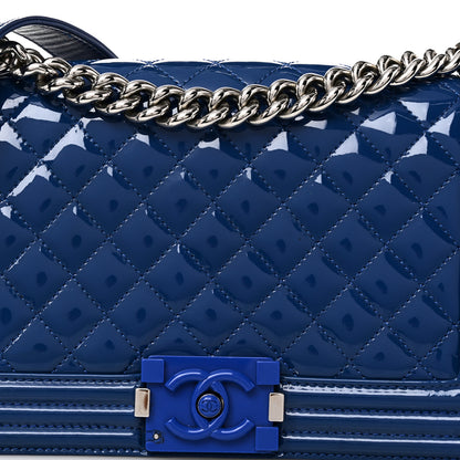 Chanel Patent Calfskin Quilted Medium Plexiglass Boy Flap Blue 8 of 11