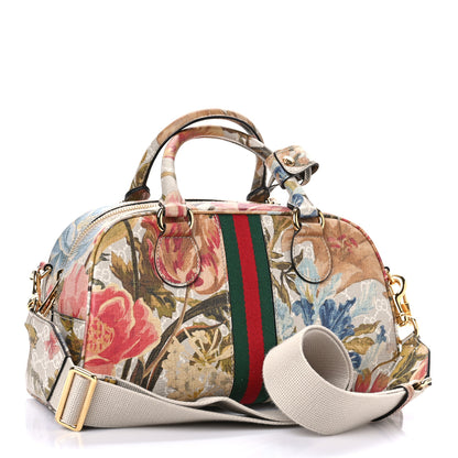 Gucci GG Supreme Monogram Water Flora Web Medium Ophidia Top Handle Bowler Bag Beige White Multicolor 3 of 8