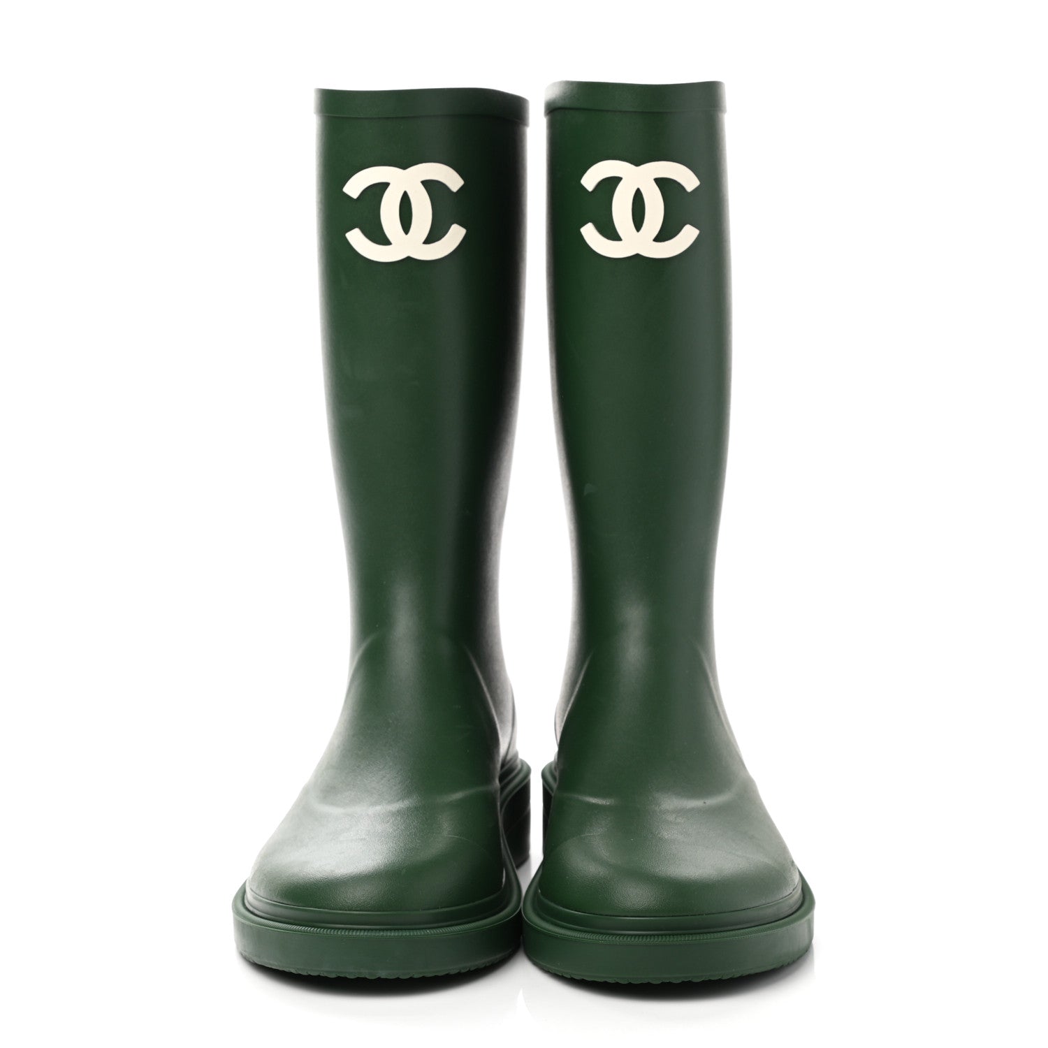 Chanel Caoutchouk CC High Boots 39 Dark Green 2 of 10