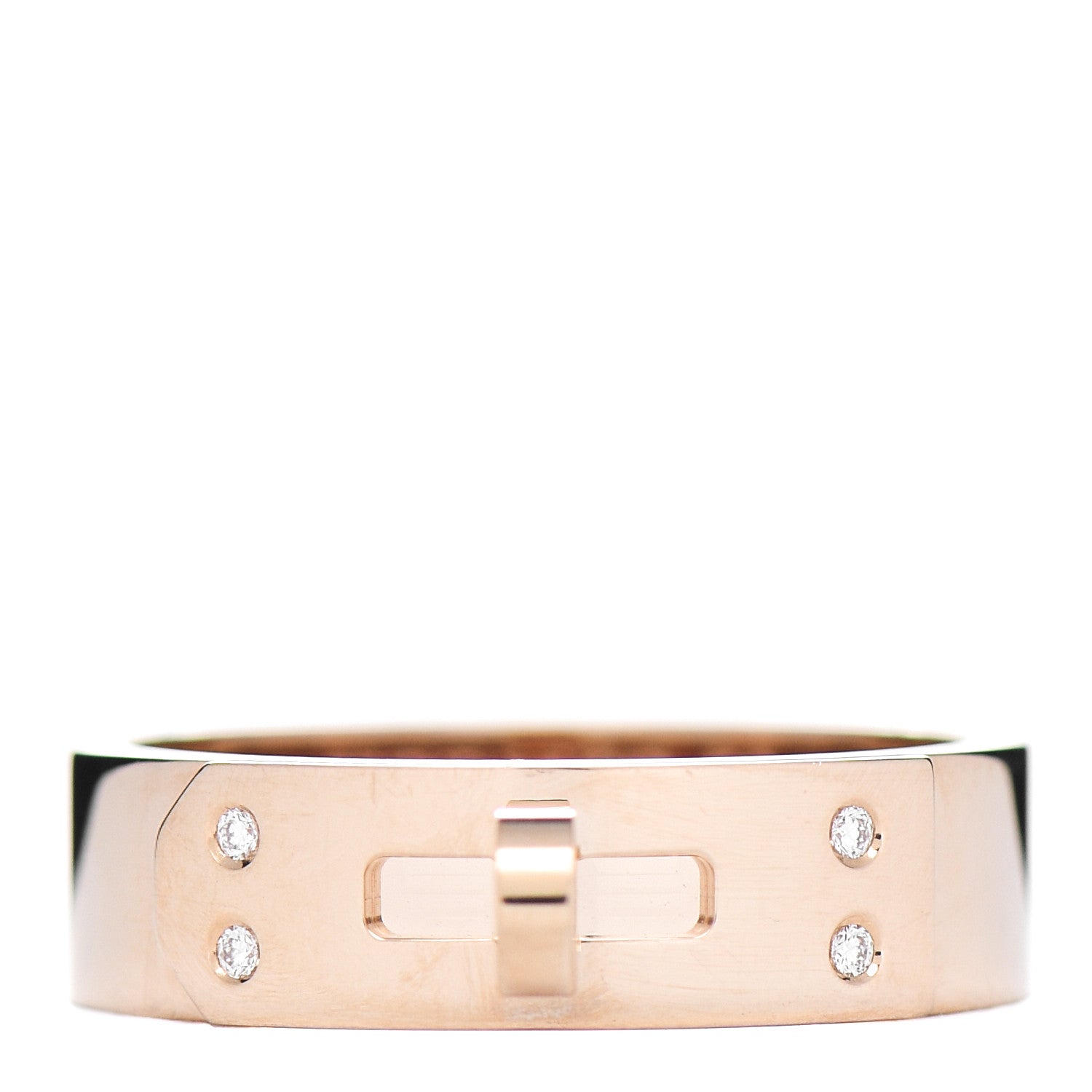 Hermes 18K Rose Gold Diamond PM Kelly Ring 50 5.5 1 of 5