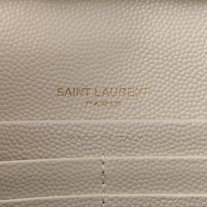 Saint Laurent Grain De Poudre Matelasse Chevron Monogram Chain Wallet Crema Soft 7 of 11