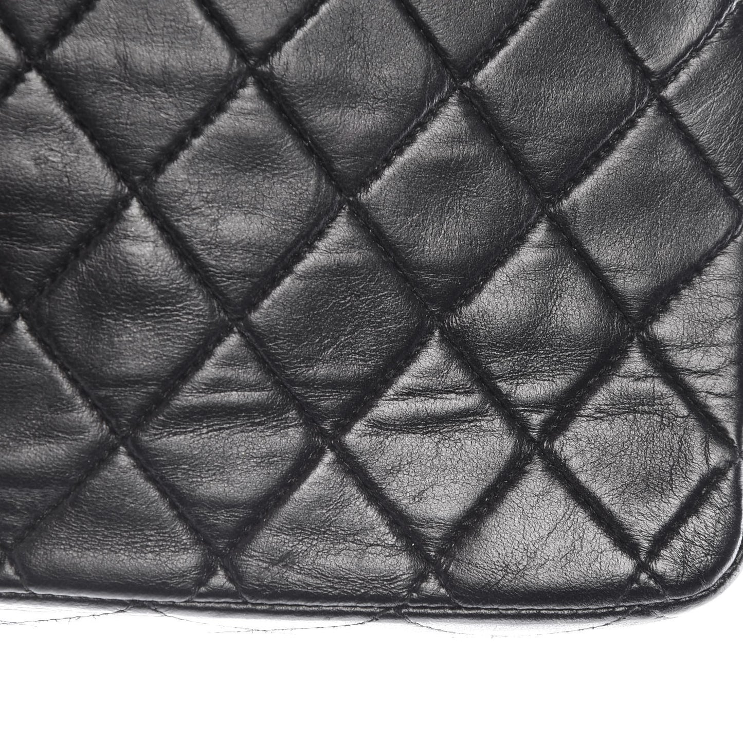 Lambskin Quilted Medium Double Flap Black