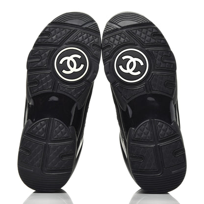 Chanel Velour Tweed CC High Top Sneakers 36 Black Gold 6 of 9