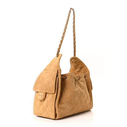 Chanel Suede Quilted Small Chanel 25 Handbag Beige 3 of 10