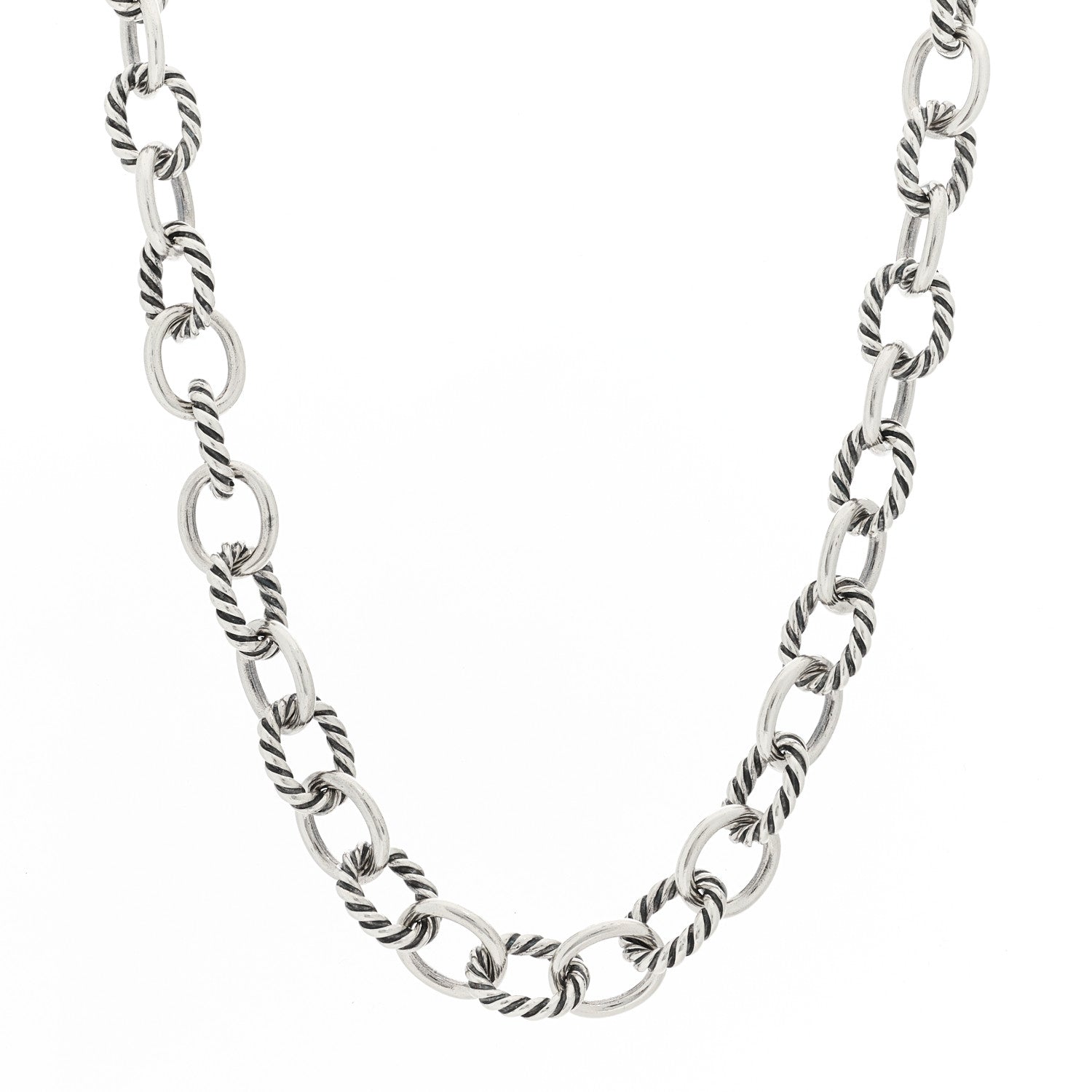 David Yurman Sterling Silver 10mm Medium Oval Link Necklace 1 of 6