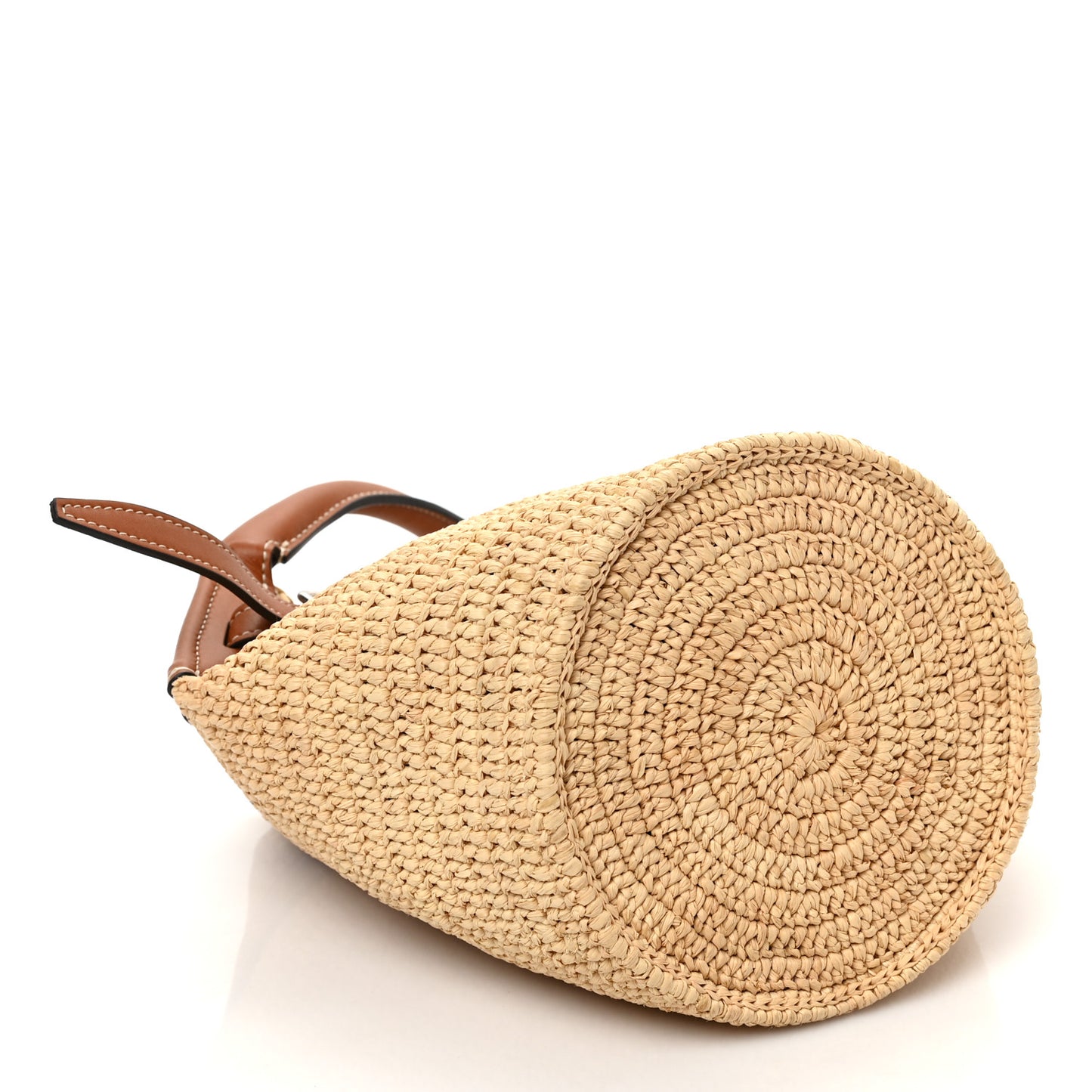 Raffia Calfskin Nano Big Bag Bucket Tan