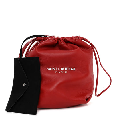 Saint Laurent Lambskin Teddy Drawstring Bag Eros Red 3 of 9