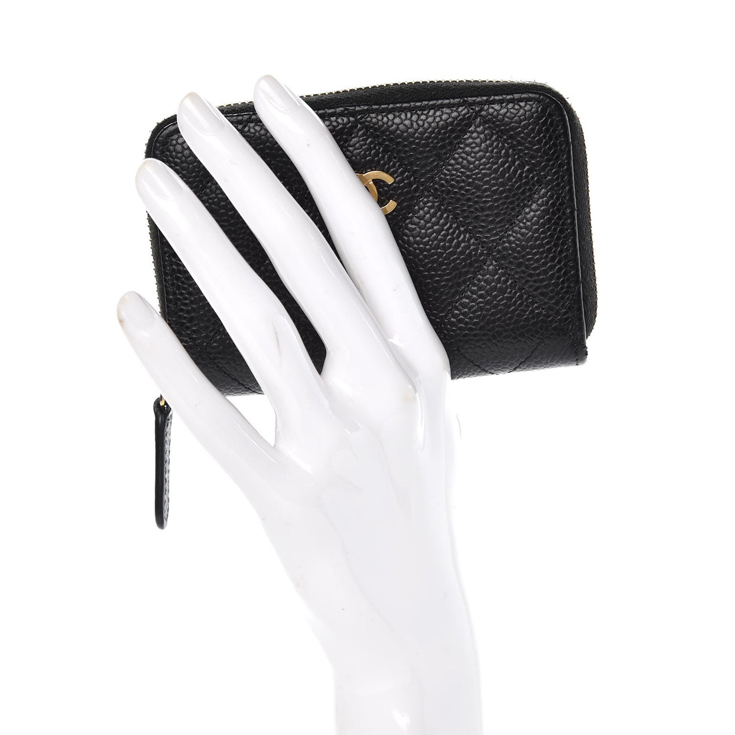 Caviar Quilted Zip Coin Purse Black