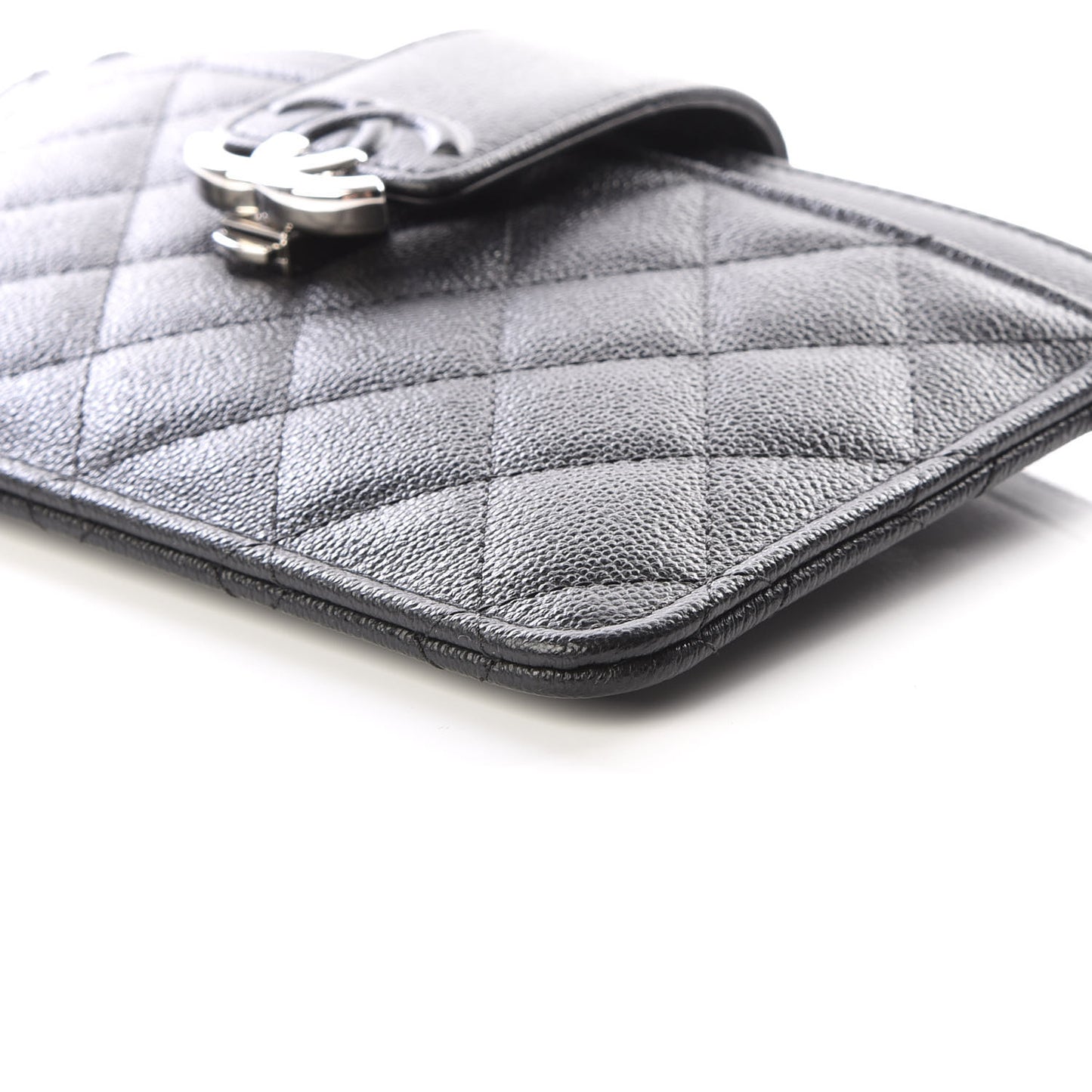 Caviar Quilted CC Box Strap Pouch Black