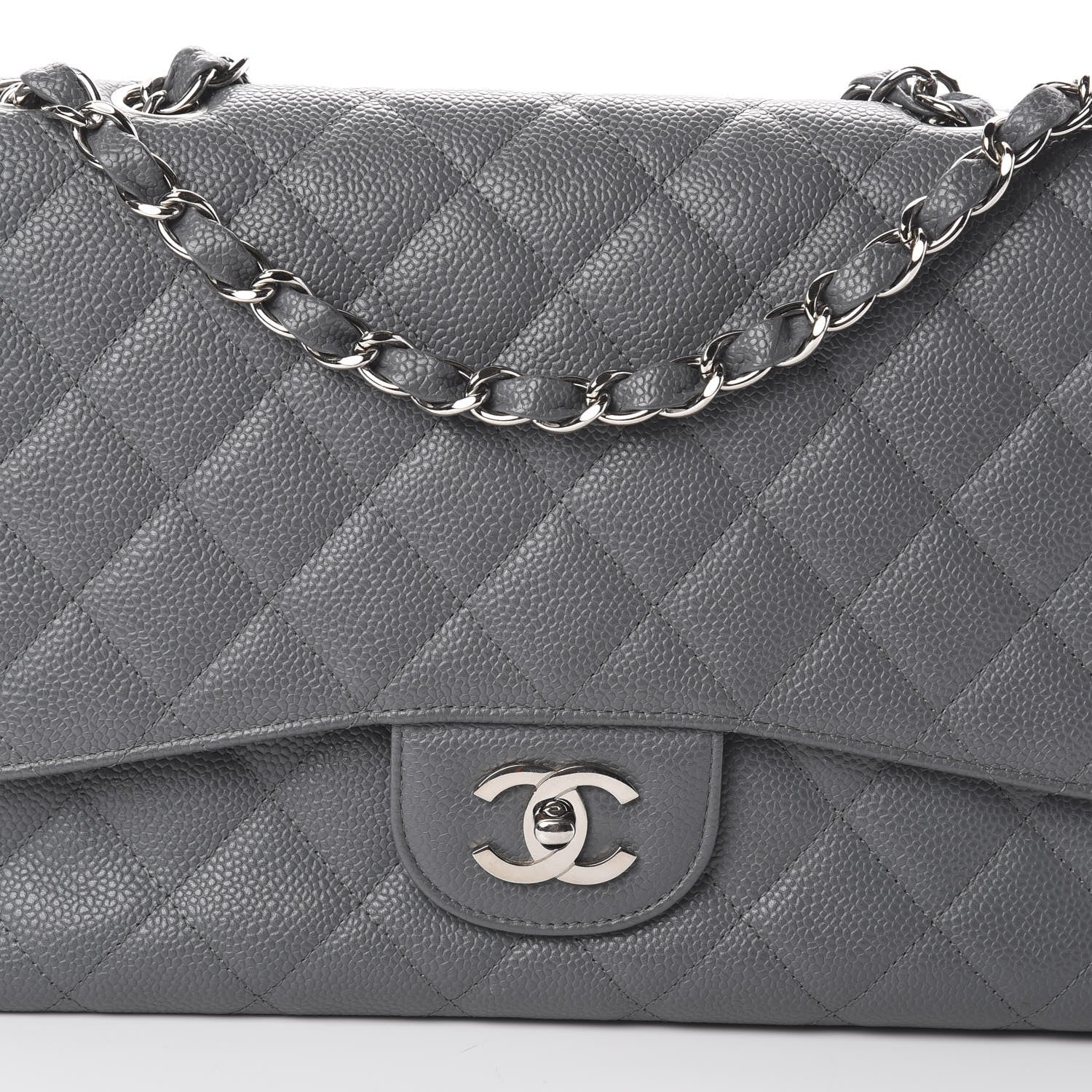 Chanel Caviar Quilted Jumbo Single Flap Grey 10 of 10