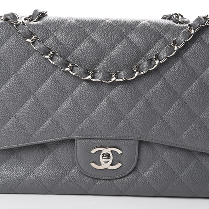 Chanel Caviar Quilted Jumbo Single Flap Grey 10 of 10